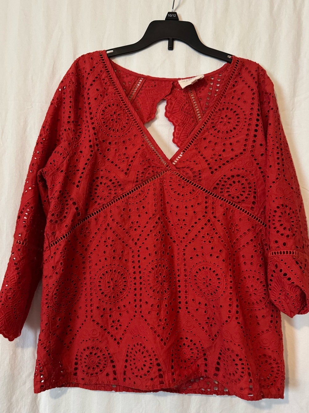 Sézane Rust Red Lace Blouse – 100% Cotton – Size 42
